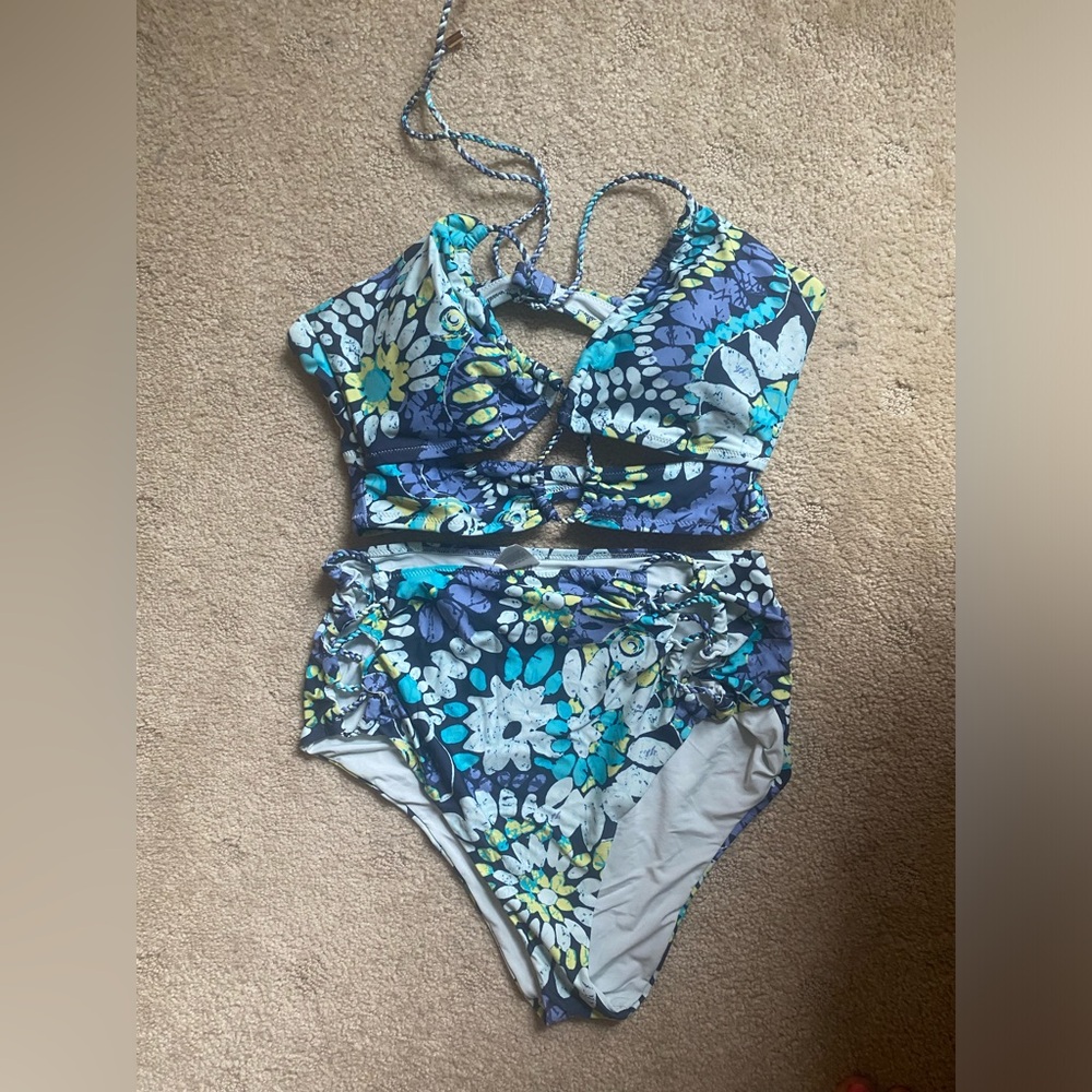 Aerie Floral Bikini - Blue and Green